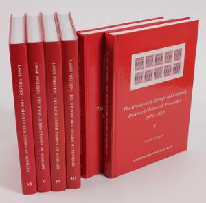 Litteratur. Danmarks Tofarvede Frimærker 1870-1905. Bind 1-6. Af Lasse Nielsen 2001.