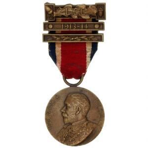 England, medaillen The Kings Medal 1913-1914 tildelt af LCC - London County Council for deltagelse, adfærd og arbejdsomhed under krigen