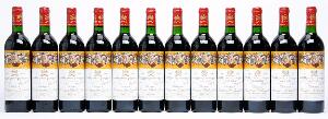 12 bts. Château Mouton Rothschild, Pauillac. 1. Cru Classé 1987 A-AB bn. Owc.