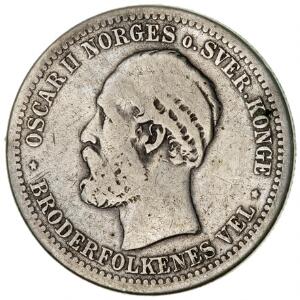 Norge, Oscar II, 1 kr 1887, NM 37