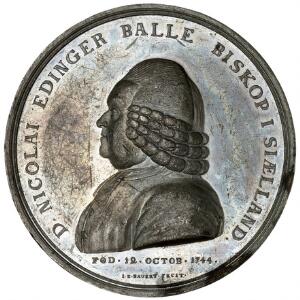 Balle, N. E. Biskop, 24. april 1798, I. E. Bauert, tin, 64 mm, 88,1 g, Bgs. 1013, sjælden
