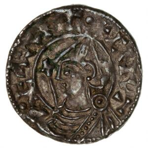 Knud d. Store, 1016 - 1018 - 1035, penning Pointed Helmet, London, S 1158, H 2204
