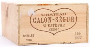 12 bts. Château Calon Ségur, Saint - Estephe. 3. Cru Classé 2004 A hfin. Owc.