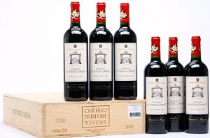 6 bts. Château Durfort Vivens, Margaux. 2. Cru Classé 2007 A hfin. Owc. etc. Total 12 bts.