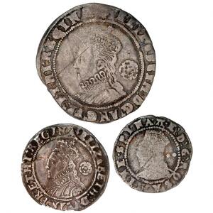 England, Elizabeth I, 1558-1603, tre sølvmønter