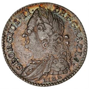 England, George II, sixpence 1745 LIMA, S 3710