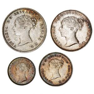 England, Victoria, Maundy Set 1854, 4-3-2-1 pence sølv