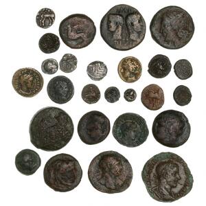 Romerske kejserdømme og republik, antikkens Grækenland og Indien, lille samling på 26 sølv- og kobbermønter inkl. Agrippa, S. 1731