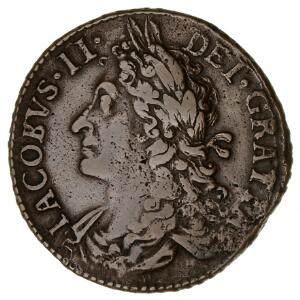 Irland, James II, halfcrown gun money 1689 oktober, S 6579E