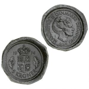 5 kr 1974 S, H 2A - 2 stk. blyafslag af henholdsvis forside og bagside