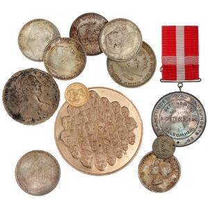 Lille lot blandet, bl.a. 10 kr 1909, erindringsmønter 1930 - 1967 7 stk., Østrig, Maria Theresia, Thaler 1780 nypræg samt 3 stk. diverse, i alt 12 stk.