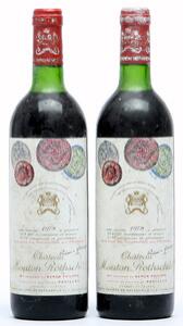 2 bts. Château Mouton Rothschild, Pauillac. 1. Cru Classé 1978 AB ts.