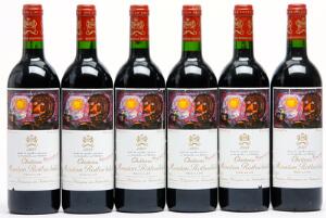 6 bts. Château Mouton Rothschild, Pauillac. 1. Cru Classé 1998 A hfin.