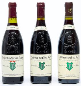 1 bt. Chateauneuf-du-Pape, Réserve des Célestins, Bonneau 1990 A-AB bn.  etc. Total 3 bts.