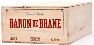 12 bts. Baron de Brane, Chateau Brane Cantenac, Margaux 2009 A hfin. Owc.