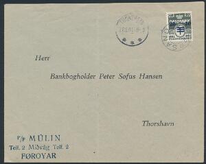 1940. 201 øre, grønsort, 1.oplag. Single på smukt brev med udslebet stjernestempel SANDEVAAG