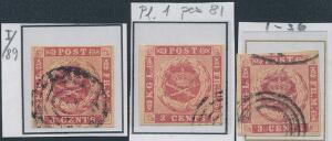 1866. 3 cents, rosa. 3 pæne pladede mærker