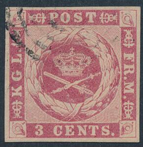 1866. 3 cents, rosa. Plade II, pos. 28. Stemplet