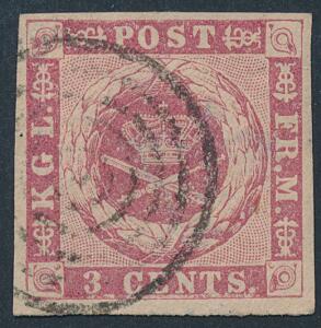 1866. 3 cents, rosa. Plade II, pos. 93. Nydeligt stemplet mærke