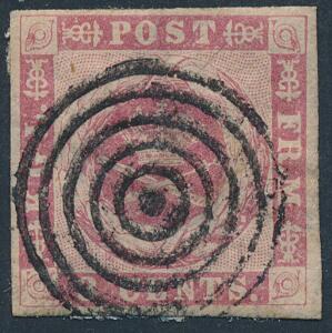1866. 3 cents, rosa. Plade II, pos. 62. Smukt mærke med centralt stumt stempel