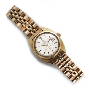 Omega Damearmbåndsur af guldbelagt stål. Model Constellation. Chronometer certificeret automatisk værk med dato. 1970-80erne.