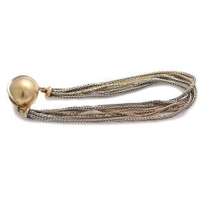 Kuglelås til dubsko af 14 kt. guld med tilhørende treradet armbånd af 14 kt. guld og sølv. L. 1,5 og 20 cm.