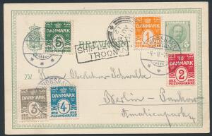 1912. Brevkort fra Thorshavn 4.8.12 til Berlin. Rammestempel SHIP LETTER TROON og 2-rings TROON AU 10 12