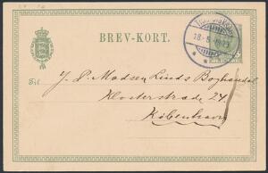 1909. Fr.VIII, 5 øre helsagskort fra TRANGISVAAG 18.5.1909 til København