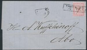 1860. 10 kop, rosa. Fuldtakket mærke på smukt brev fra TAMMERFORS til Åbo