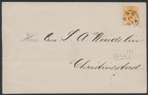 1875. Våben, 5 penni, gulorange. Brevkort fra ÅBO. Pragtkvalitet
