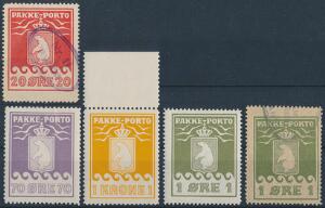 1915-1937. Planche med 5 pæne mærker