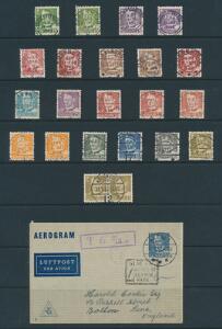 1948-1955. Fr.IX. 2 sider med LUXUS-stemplede mærker  2 forsendelse, hvoraf den ene er med 55 øre, brun på Luftpostbrev.