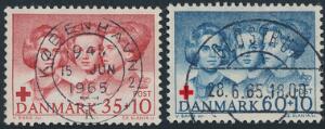 1964. Røde Kors. LUXUS-stemplet sæt. Et sjældent sæt i denne kvalitet, hvor begge mærker er stemplet i brugsperioden.
