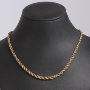 Halskæde af 14 kt. guld i snoet design. Vægt 13 gr. L. ca. 43 cm.
