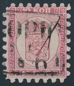 1860. 10 kop, rosa. Pragtmærke med rammestempel KUOPIO  blækannullering