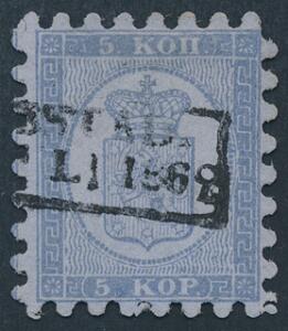 1860. 5 kop, blå. Roulette I. Pragteksemplar