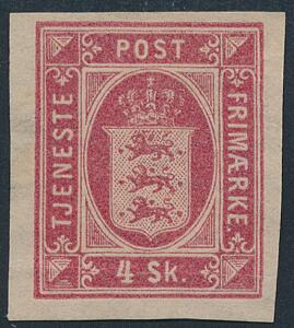 1871. 4 skilling, rød. UTAKKET, uden gummi AFA 3000