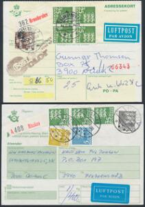 Adressekort fra Danmark til Grønland. 10 stk. med varieret frankering og adresser. Spændende
