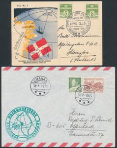 Ekspeditions- og Udstillingspost. 5 forsendelser bl.a. fra Det Rullende Postkontor, Pressefotografernes Grønlandsudstilling 1952.