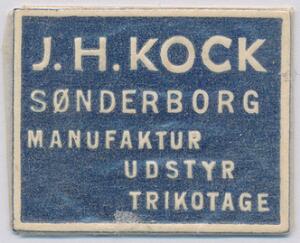 Frimærkepenge. J. H. KOCK. Sønderborg. Med 2 øre.