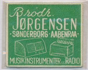 Frimærkepenge. Brødr. Jørgensen Sønderborg-Aabenraa. Med 2 øre.