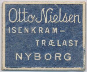 Frimærkepenge. Otto Nielsen, Nyborg. Med 2 øre.