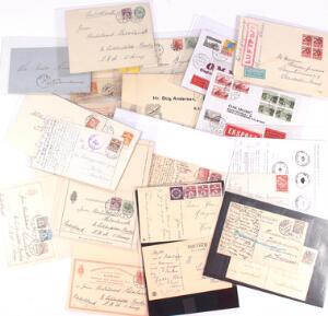 BORNHOLM. Parti på over 50 forsendelser fra Bornholm. Både breve, korrespondancekort, postkort m.m. Mange med stjernestempler.