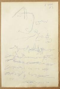 Jorns scribble Autograph greeting from Asger Jorn. Dated September 8, [1967 ]. One page.  Autograph greeting from Gérard Franceschi. 2