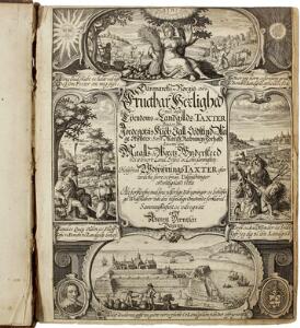 Arennt Berntsen Danmarckis og Norgis Fructbar Herlighed. Cph Peder Hake 1656. With engraved title and folding table.