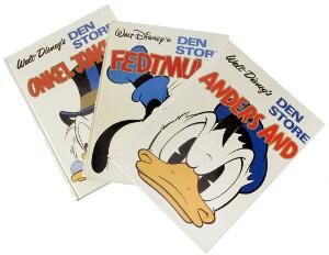 Collection of 13 vols. of Den Store Walt Disney-series, incl. Den Store Anders And. Gutenberghus. 1974. 1st ed.  12 other vols. 13