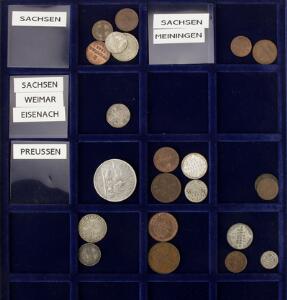 Tyskland, Preussen, Sachsen etc., lot på 22 mønter, primært 19. århundrede, inkl. Preussen, Thaler 1817
