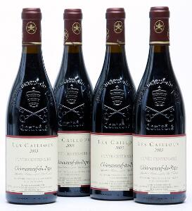 6 bts. Chateauneuf-du-Pape, Les Cailloux, Cuvée Centenaire, Lucien  André Brunel 2003 A hfin. Oc.