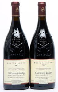 2 bts. Mg. Chateauneuf-du-Pape, Les Cailloux, Cuvée Centenaire, Lucien  André Brunel 2007 A hfin.