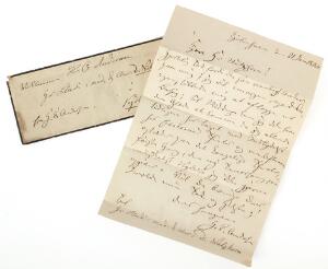 Autograph letter signed by Hans Christian Andersen to Ditlev Nutzhorn. Dated Kjøbenhavn January 21, 1864. One page. In orig. and signed envelope.